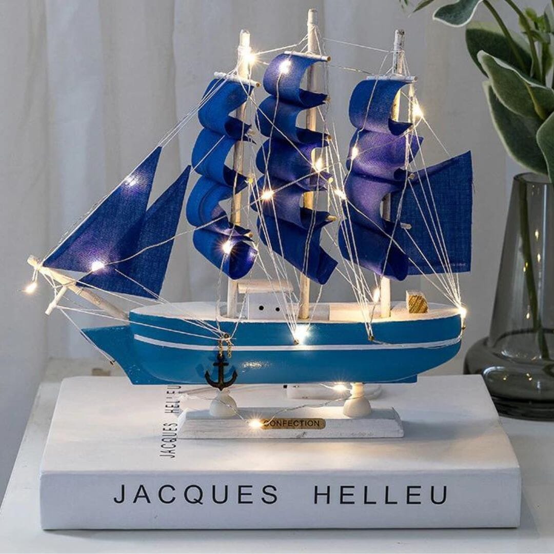 Escultura Criativa Veleiro Decorativo - 0015 Conceito Azul 