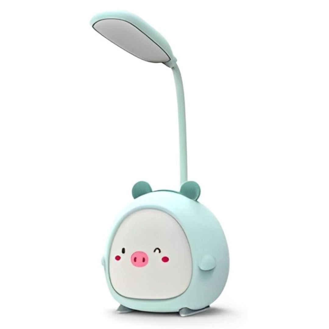 Luminária Abajur de Mesa Porquinho Conceito Kids Azul 
