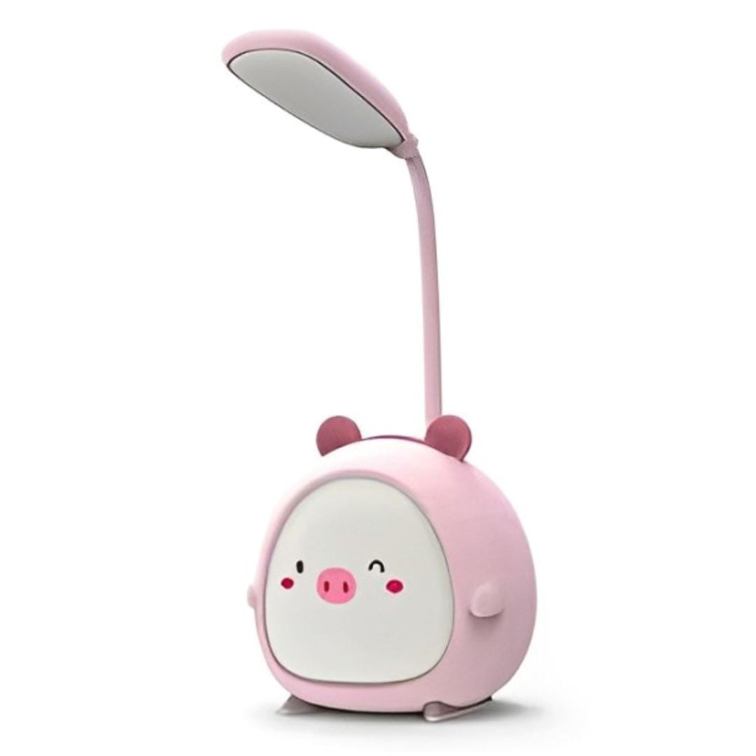 Luminária Abajur de Mesa Porquinho Conceito Kids Rosa 