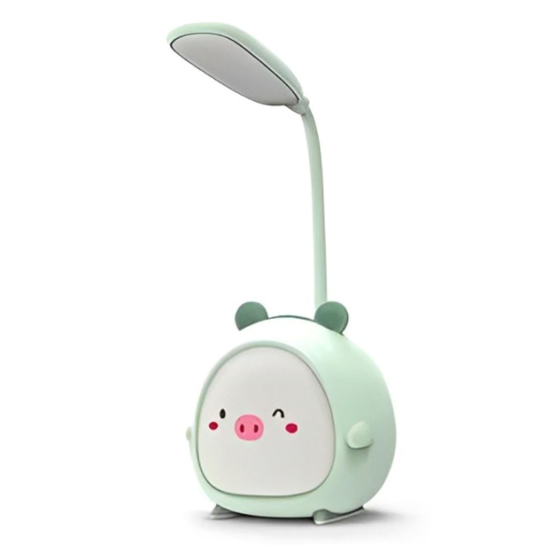 Luminária Abajur de Mesa Porquinho Conceito Kids Verde 