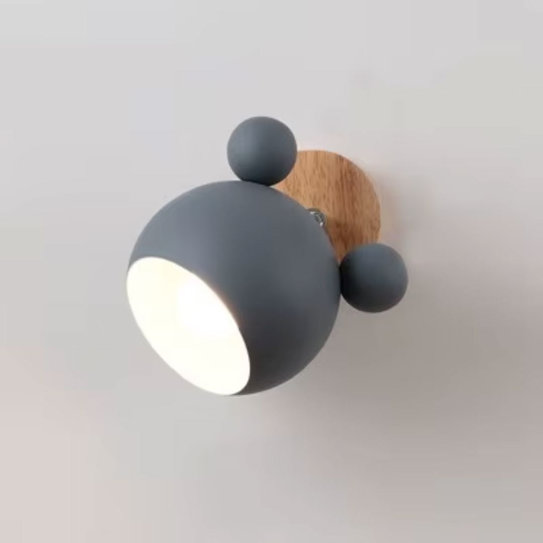 Luminária Arandela de Parede AerMouse Colors Ajuste 180º Conceito Kids Cinza 