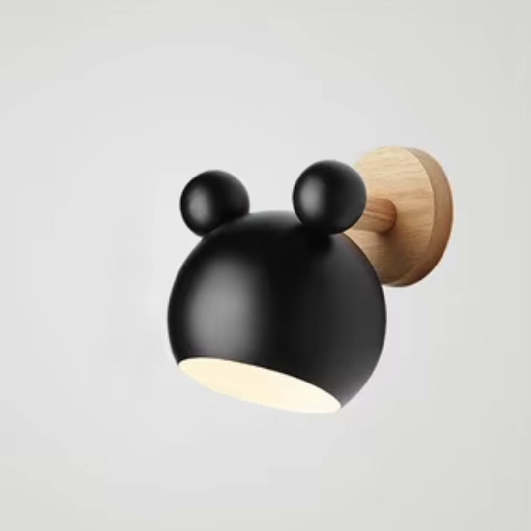 Luminária Arandela de Parede AerMouse Colors Ajuste 180º Conceito Kids Preto 