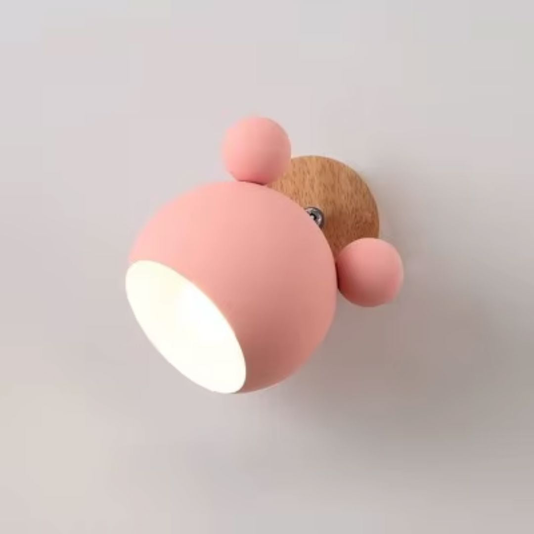 Luminária Arandela de Parede AerMouse Colors Ajuste 180º Conceito Kids Rosa 