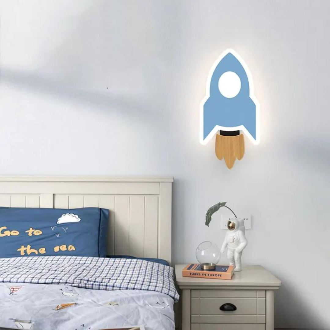 Luminária Arandela de Parede Foguetinho Conceito Kids Azul 
