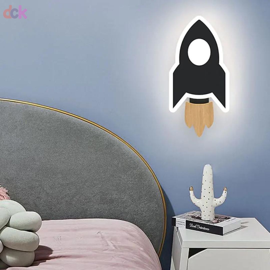 Luminária Arandela de Parede Foguetinho Conceito Kids Preto 