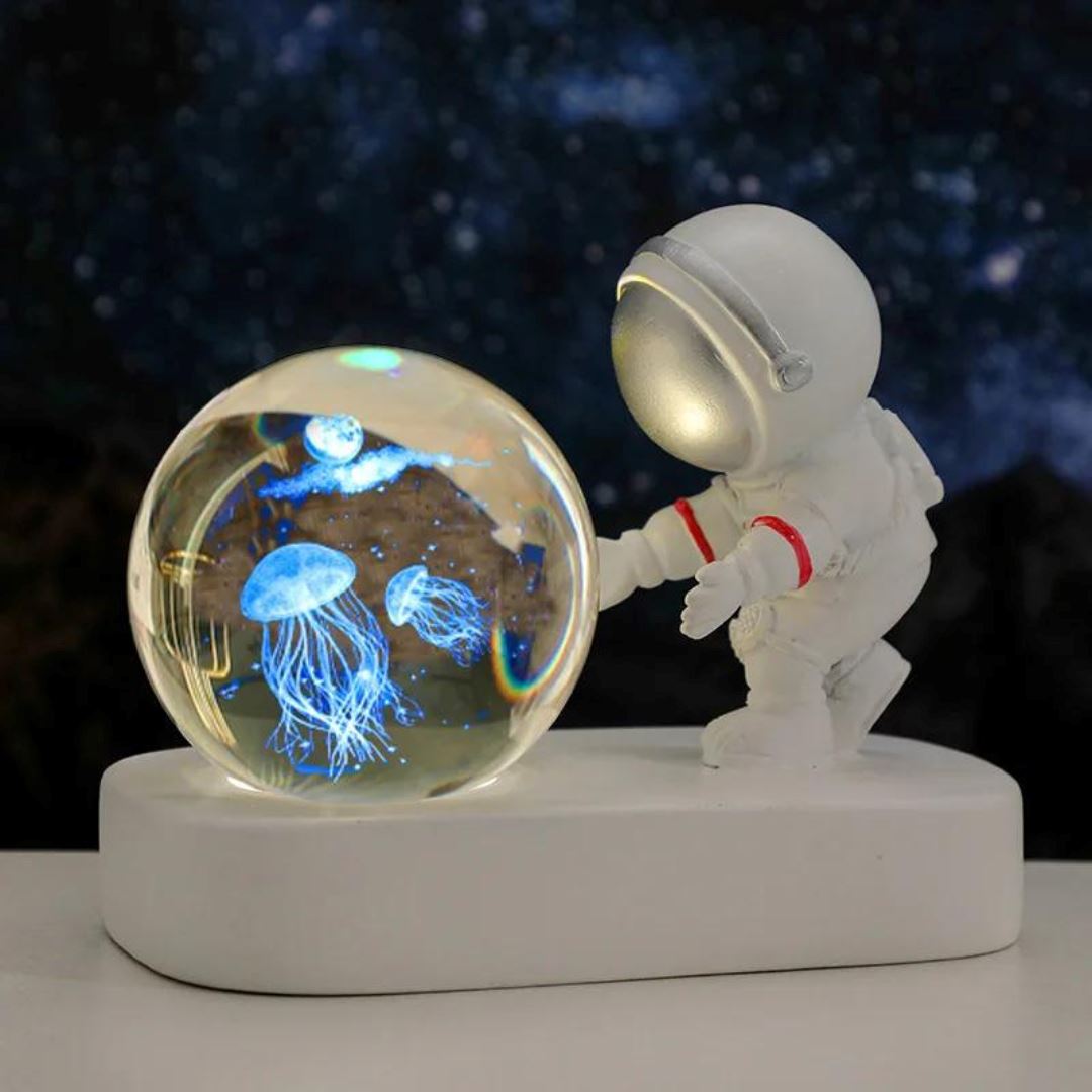 Luminária Bola de Cristal Astronauta USB Decorativo - 0008 Conceito Kids Medusas 