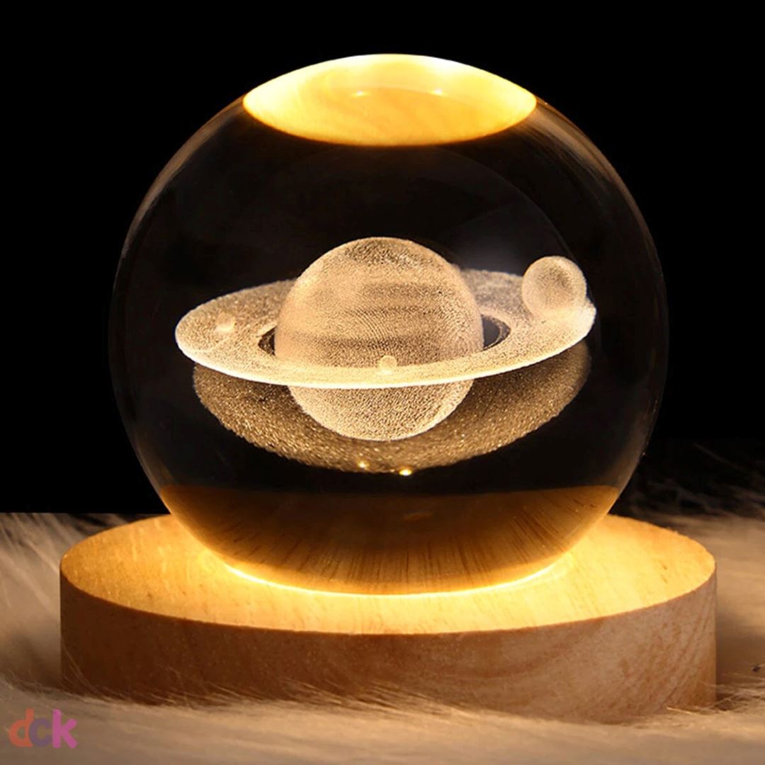 Luminária Bola de Cristal - Decorativa em Led Decorativo - 0007 Conceito Kids Saturno 