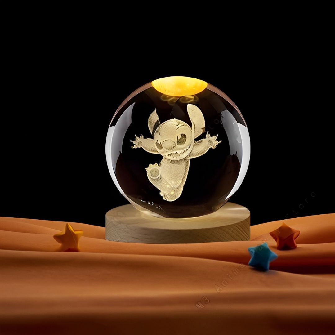 Luminária Bola de Cristal Stitch - Decorativa em Led Conceito Kids 1 