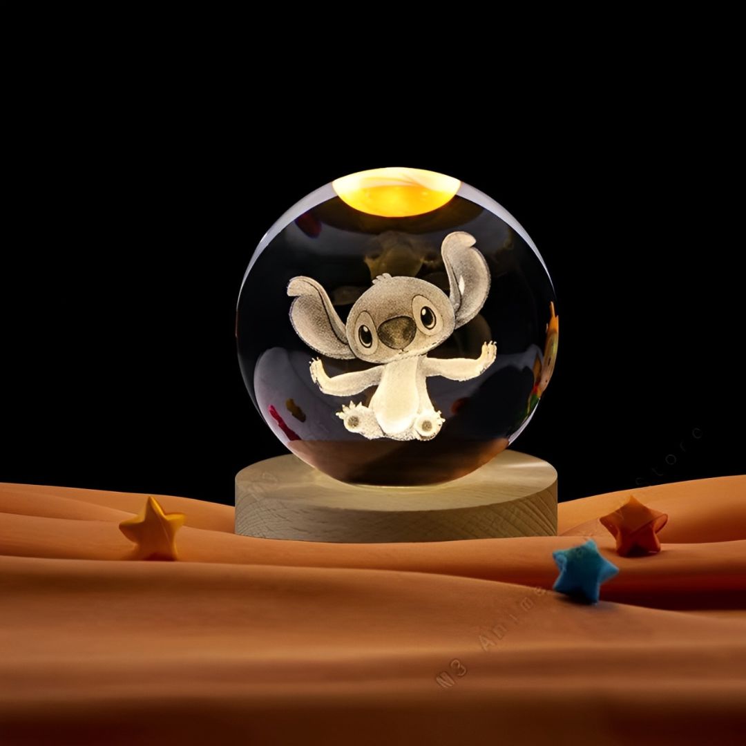 Luminária Bola de Cristal Stitch - Decorativa em Led Conceito Kids 2 