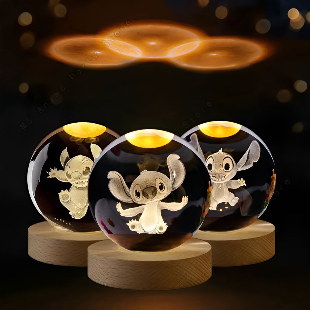Luminária Bola de Cristal Stitch - Decorativa em Led Conceito Kids 