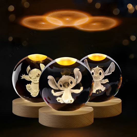 Luminária Bola de Cristal Stitch - Decorativa em Led Conceito Kids 