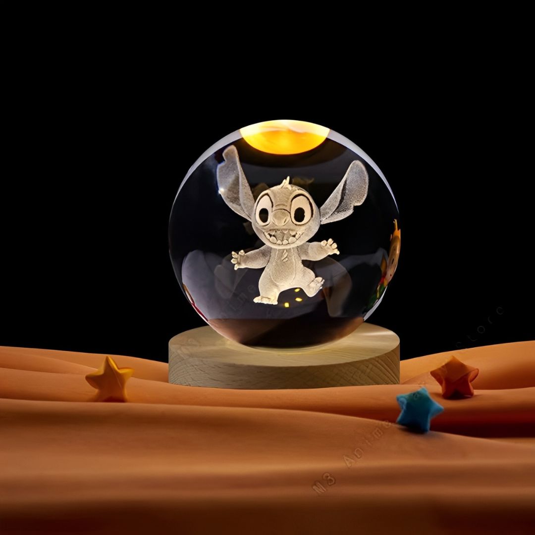 Luminária Bola de Cristal Stitch - Decorativa em Led Conceito Kids 3 