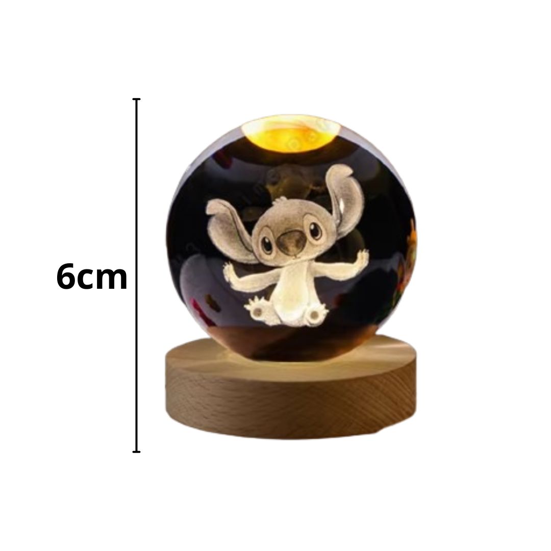 Luminária Bola de Cristal Stitch - Decorativa em Led Conceito Kids 