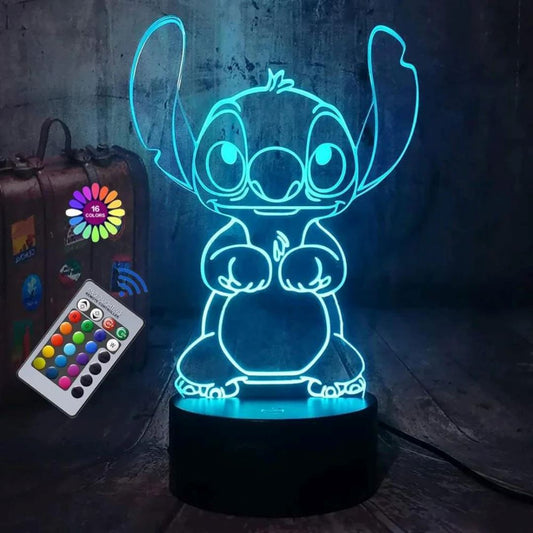 Luminária Decorativa Stitch RGB e Controle Remoto Kids 