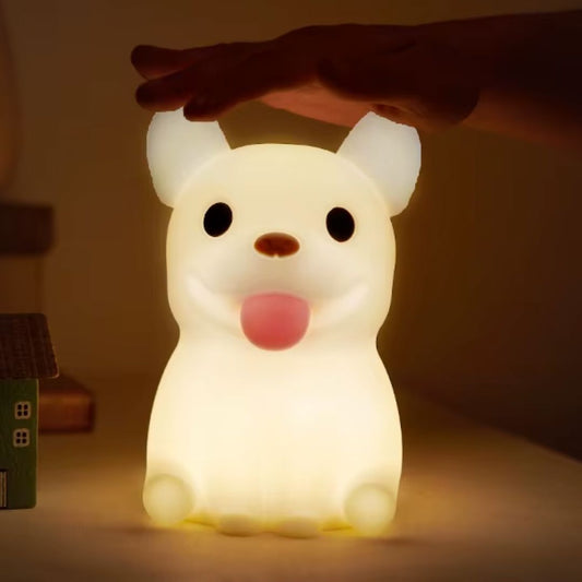 Luminária Touch em Silicone Cachorrinho Bulldog USB Recarregável Silicone - 0030 Conceito Kids 