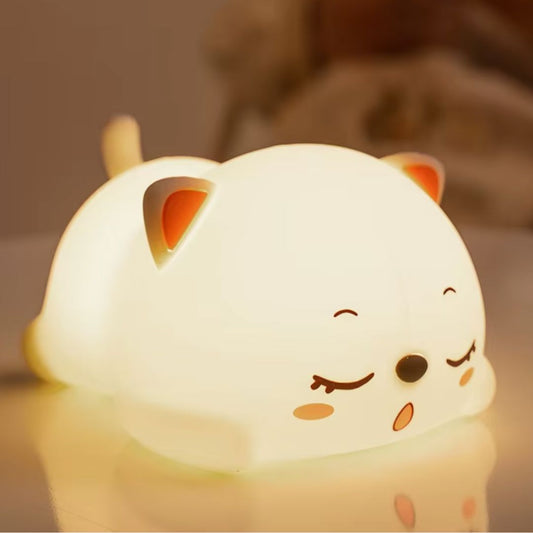 Luminária Touch em Silicone Gatinho Dorminhoco USB Recarregável Silicone - 0031 Conceito Kids 
