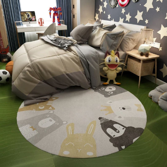 Tapete Redondo Decorativo Bichinhos Diversos Felpudo para Quarto Tapete - 0022 Conceito Kids 