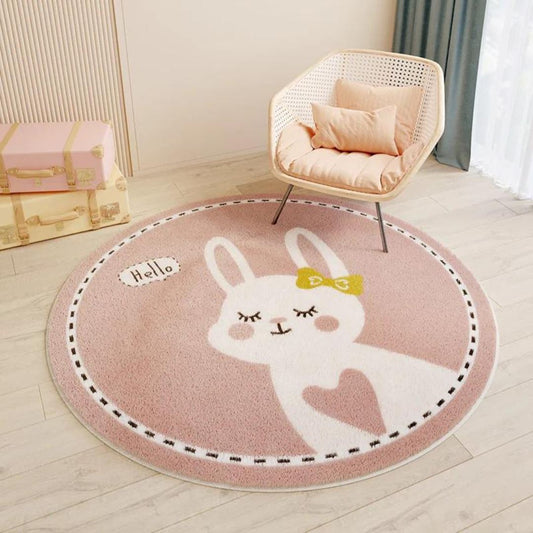 Tapete Redondo Decorativo Infantil Coelhinho Felpudo para Quarto Tapete - 0021 Conceito Kids 80cm 