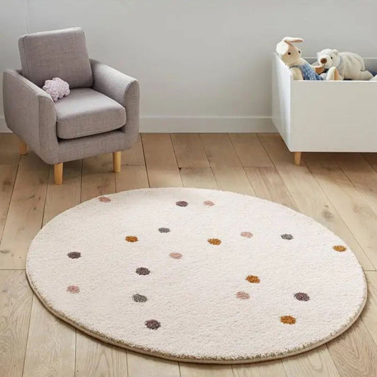 Tapete Redondo Decorativo Poá Colors Felpudo para Quarto Tapete - 0025 Conceito Kids 80cm 