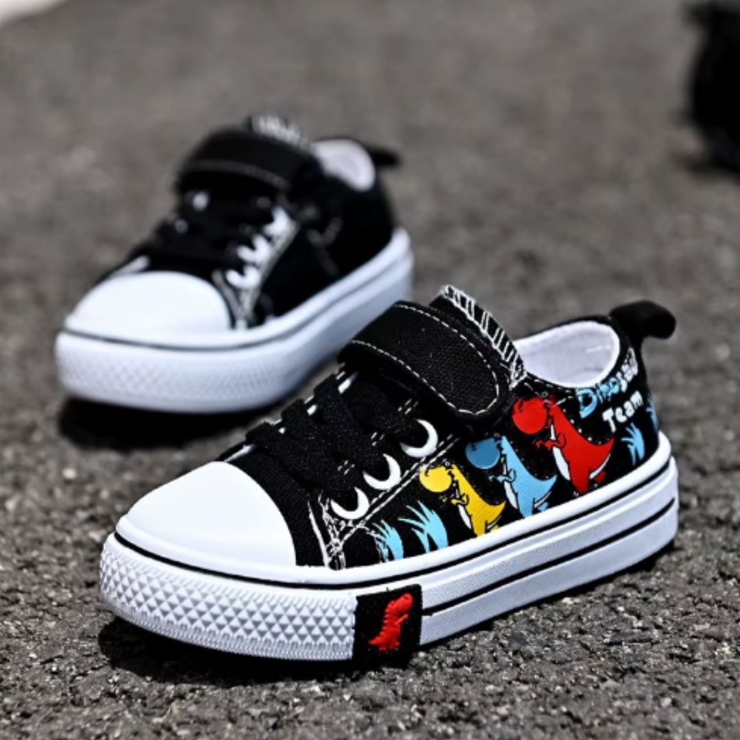 Tênis Moderno Infantil Dinossauros Conceito Kids Preto 19 (13cm) 